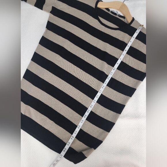 Vince wool cashmere blend sweater crewneck stripe long sleeve coastal minimalist - Picture 3 of 8